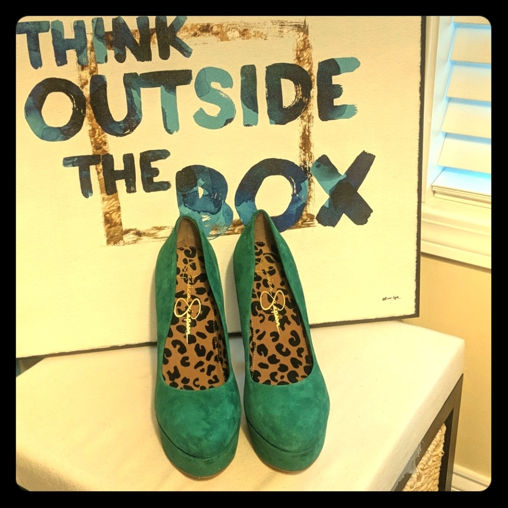 Suede Green High Heel Pumps